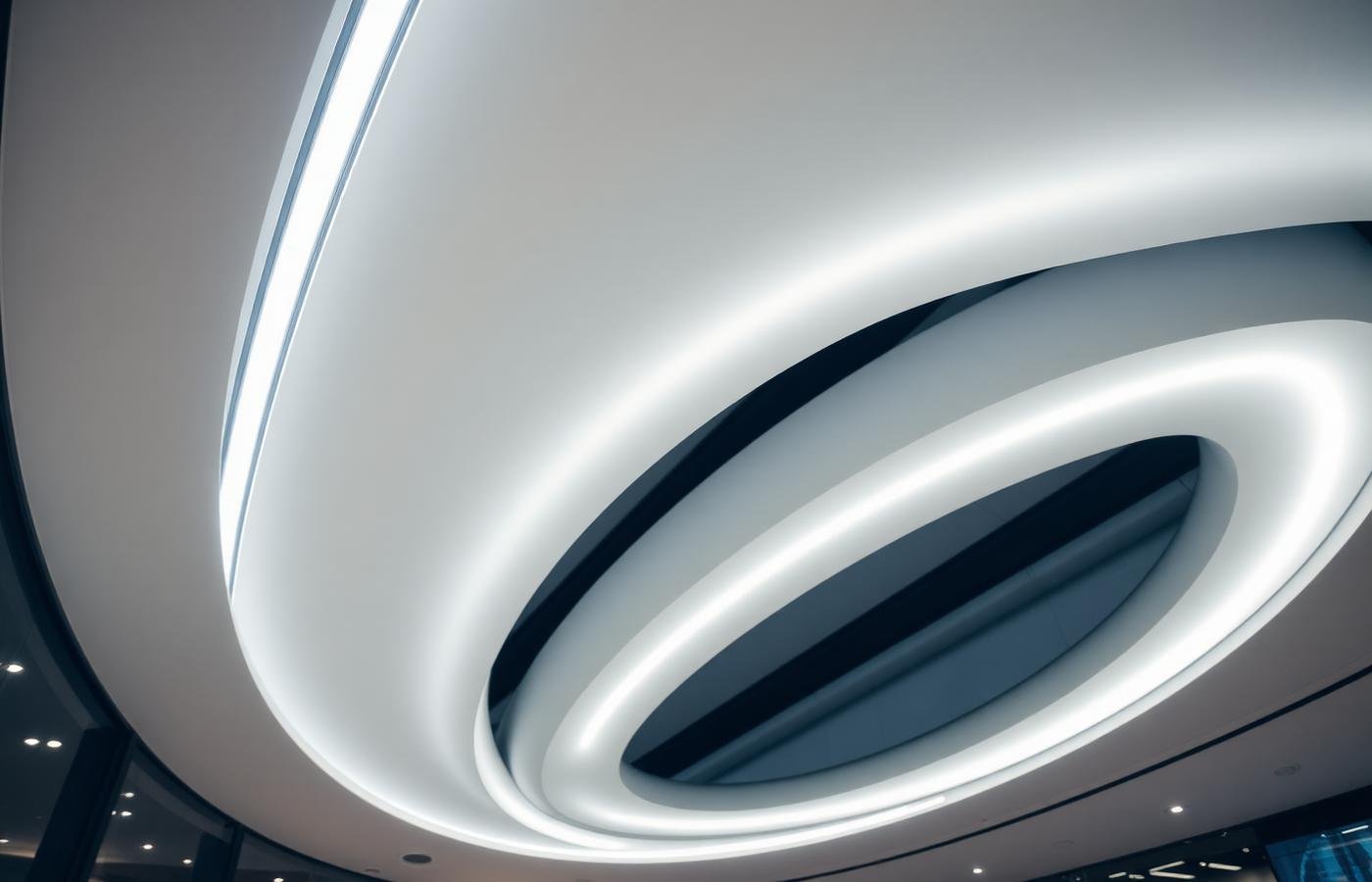 Commercial ceiling with linear LED lighting
